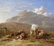 Karel Dujardin Southern landscape with young shepherd and dog Spain oil painting artist